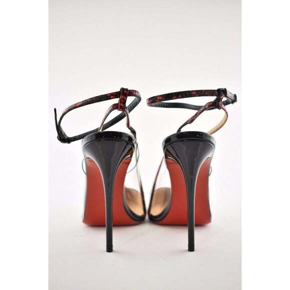 Christian Louboutin Optichoc 100 Black Red Patent PVC Ankle Strap Heel Pump 37.5 - Picture 11 of 12